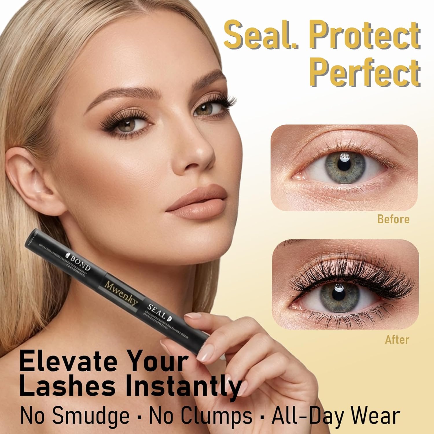 Eyelash Glue with Lash Bond & Seal, 72H Waterproof Cluster Lash Glue for Eyelash Extensions, Long-Lasting & Gentle, 2-in-1 Bond and Seal for Lash Clusters, Lightweight Adhesive, Easy Application